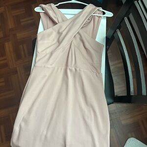 Lulu's Cream Asymmetrical Sheath Dress for Wedding Guest